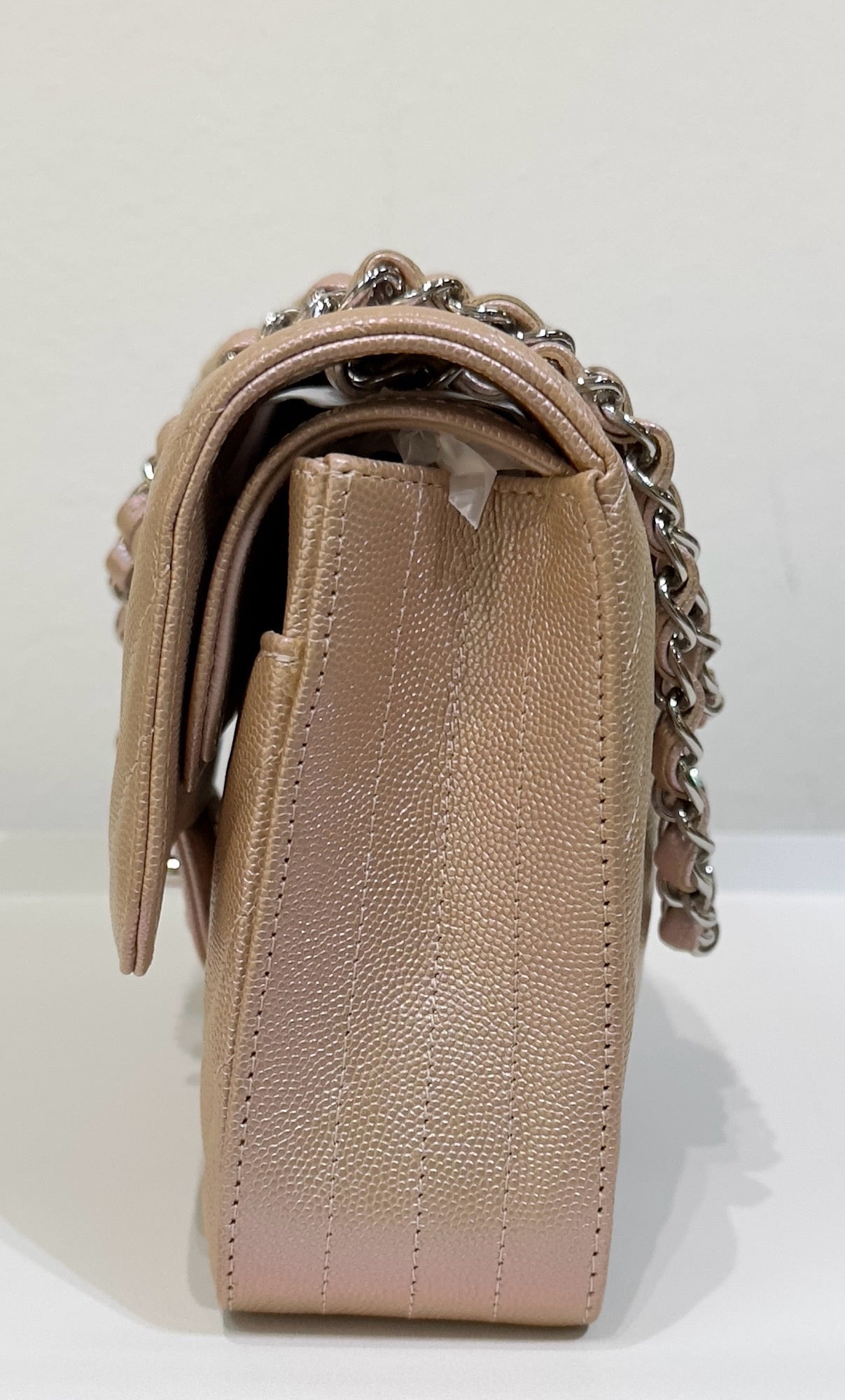 Chanel Medium Classic Chevron Caviar Double Flap 17B Rose Gold SHW