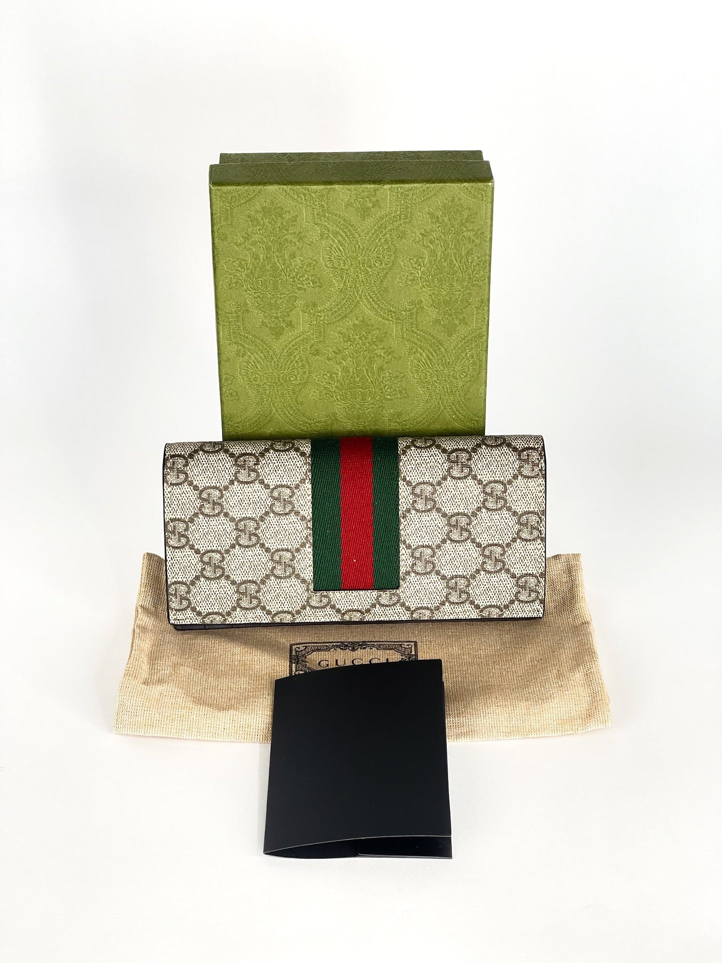 Gucci CI GG Supreme Monogram Selleria Calfskin Continental Wallet