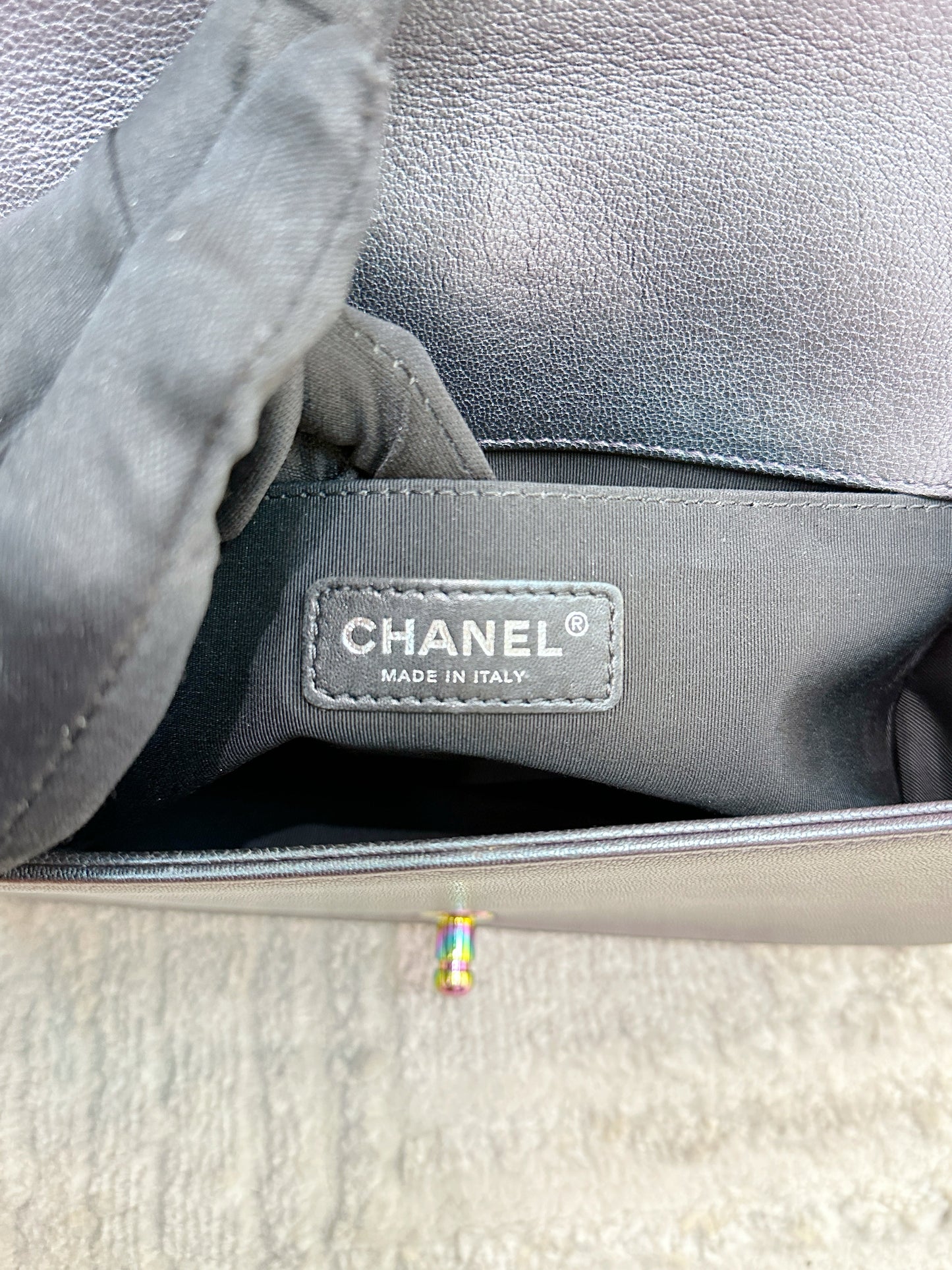 Chanel LeBoy Bag Old Medium Calfskin Purple