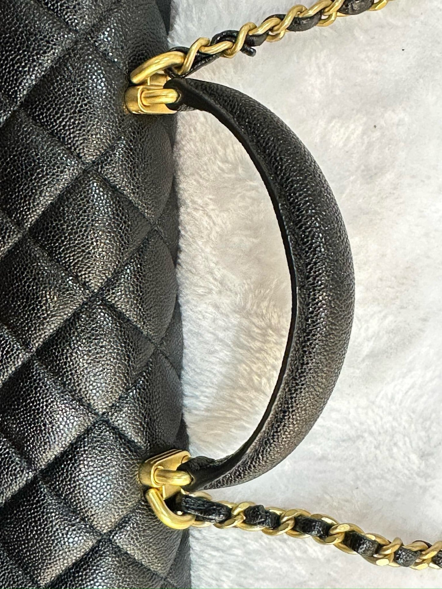 Chanel Mini Rectangular Top Handle Flap Bag Black Caviar Gold Hardware 21S