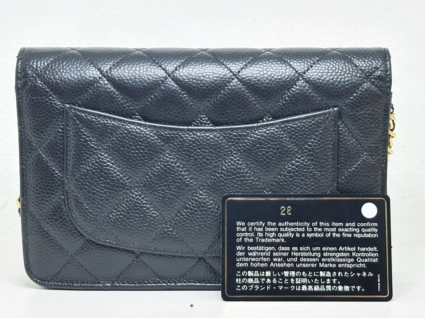 Chanel Classic Wallet on Chain Caviar Black GHW 2859 Holo card