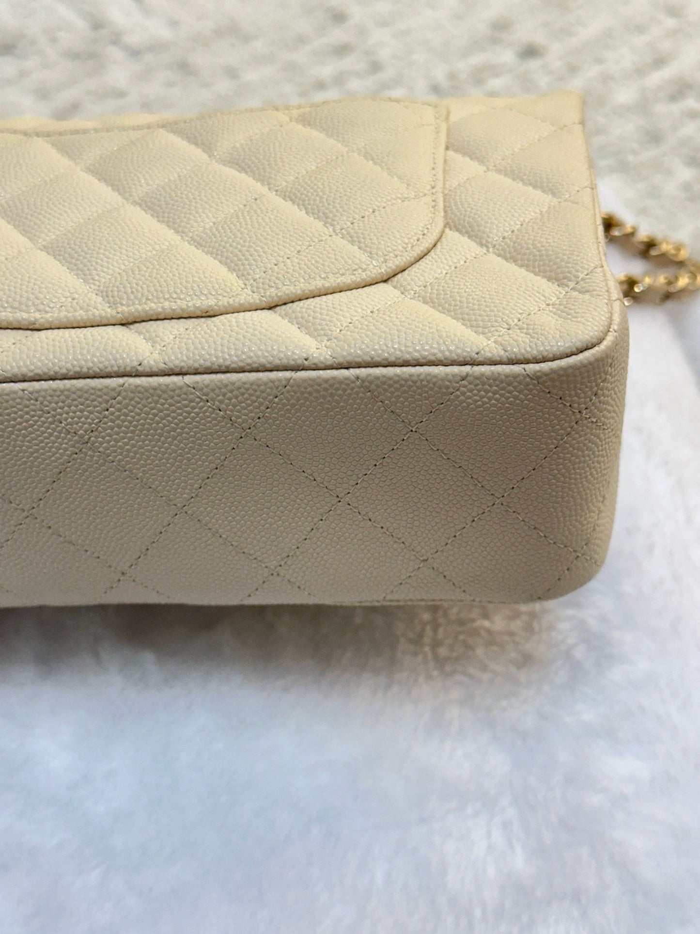 Chanel Small Classic Quilted Double Flap Ivory Light Beige 20C LGHW