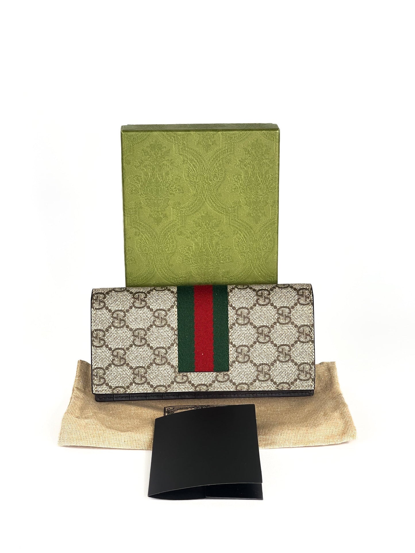 Gucci CI GG Supreme Monogram Selleria Calfskin Continental Wallet