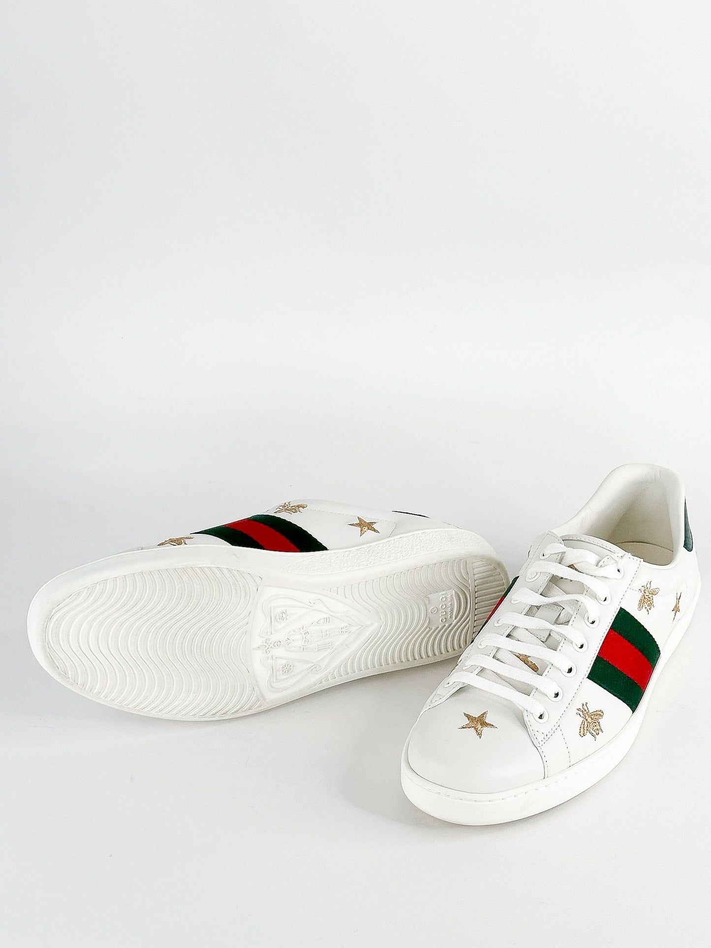 Gucci White Bee & Star New Ace Sneakers Size Mens 8.5 / Womens 10.5-11