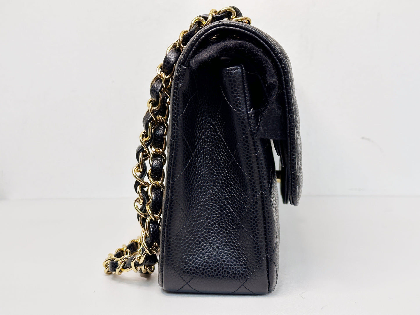 CHANEL Classic Double Flap Medium Shoulder Bag Black Caviar 24k GHW 1125 holo card