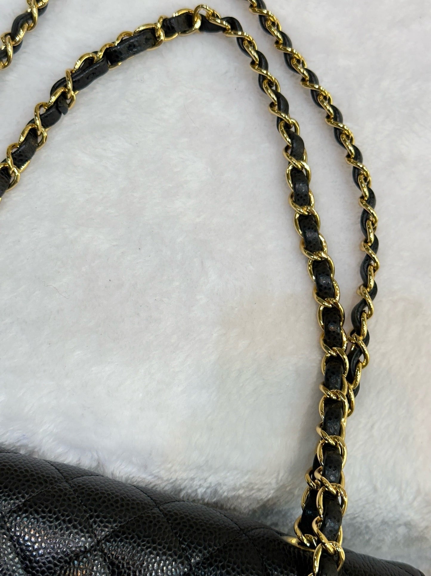 Chanel Medium Classic Quilted Caviar Double Flap Black GHW 2790 holo card