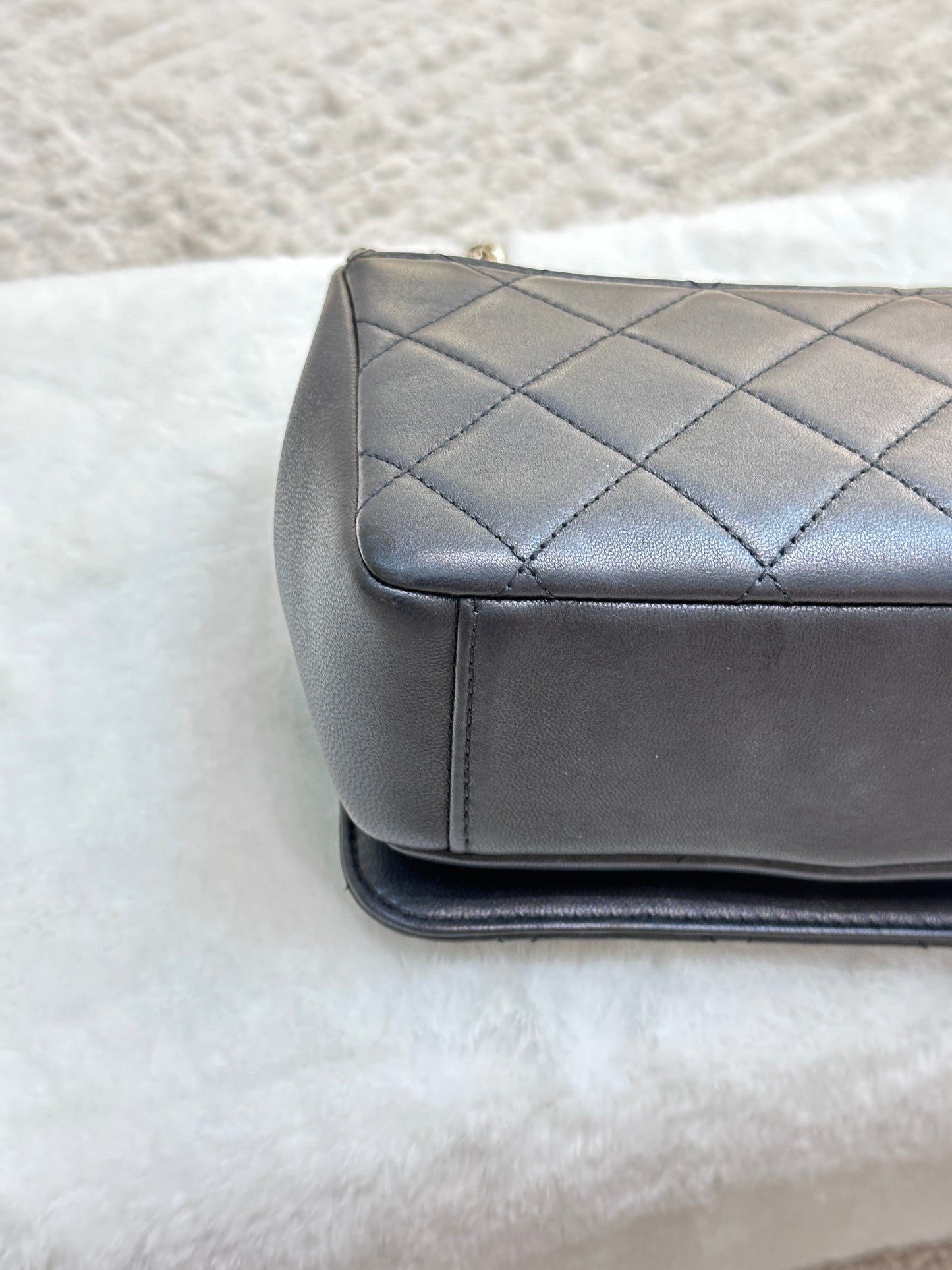 CHANEL Lambskin Quilted Studded Beauty Begins Flap Black