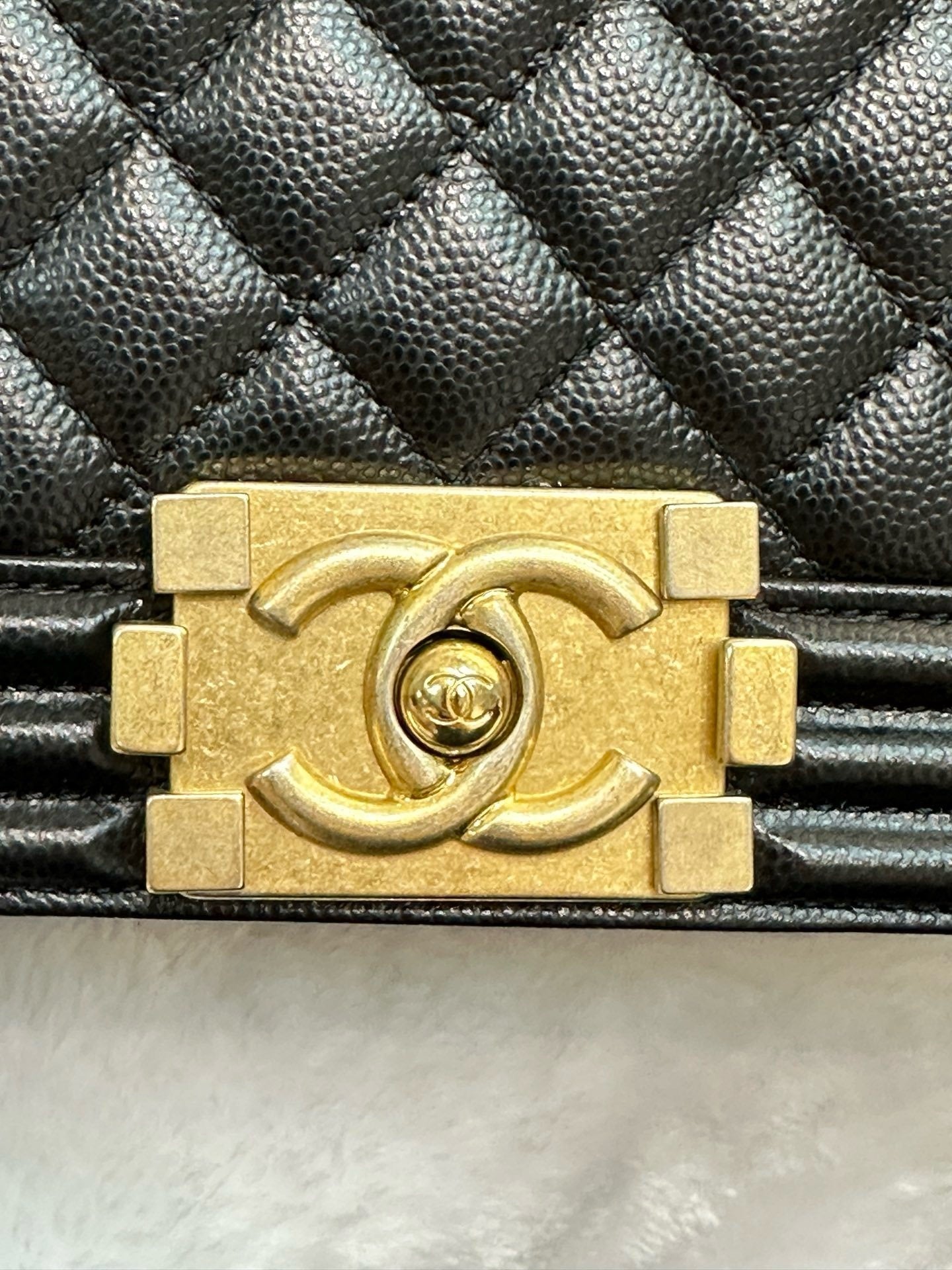 Chanel Medium Caviar LeBoy Bag Black GHW 27 holo card