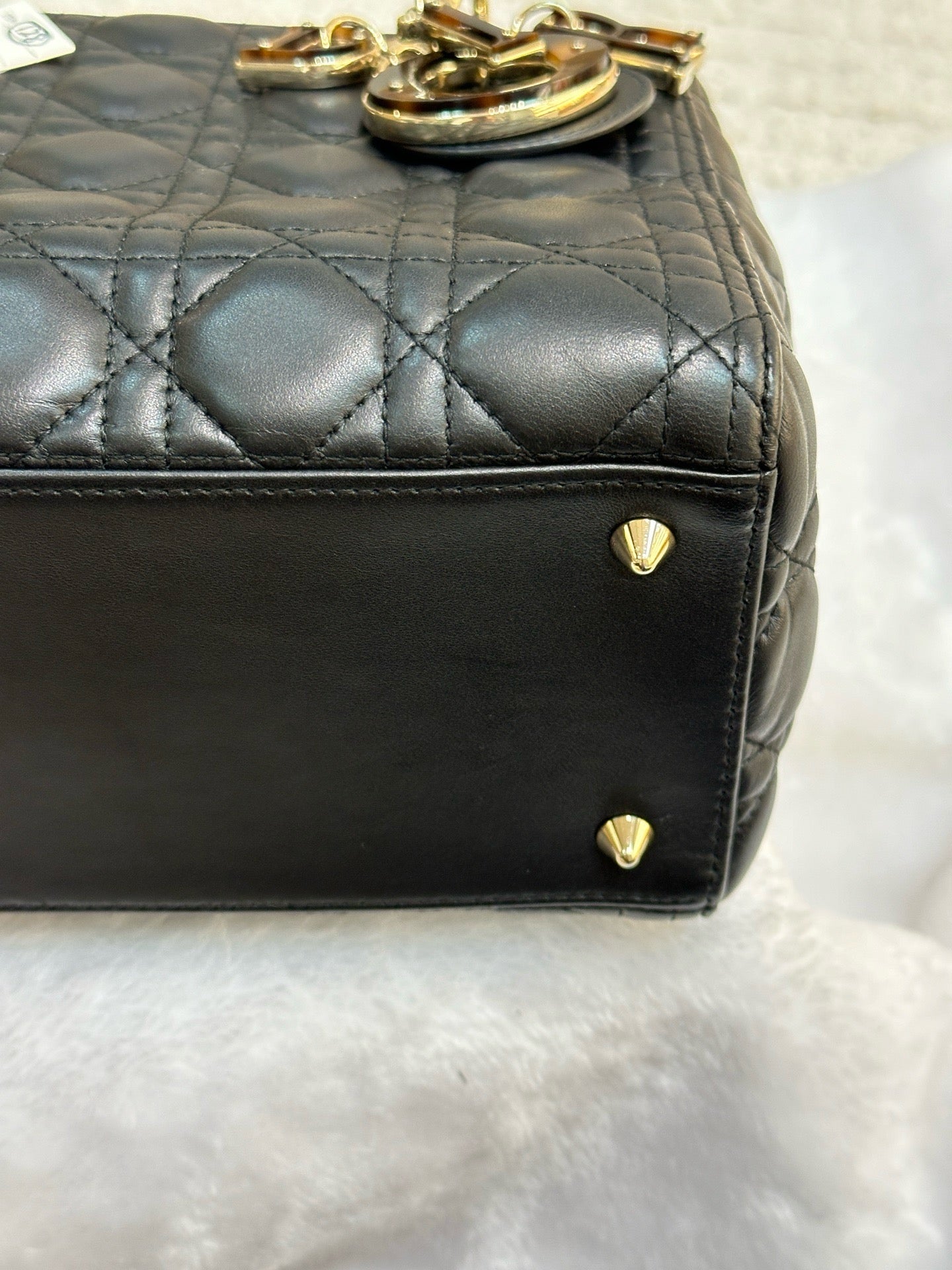 Christian Dior Lambskin Cannage Medium Lady Dior Black GHW