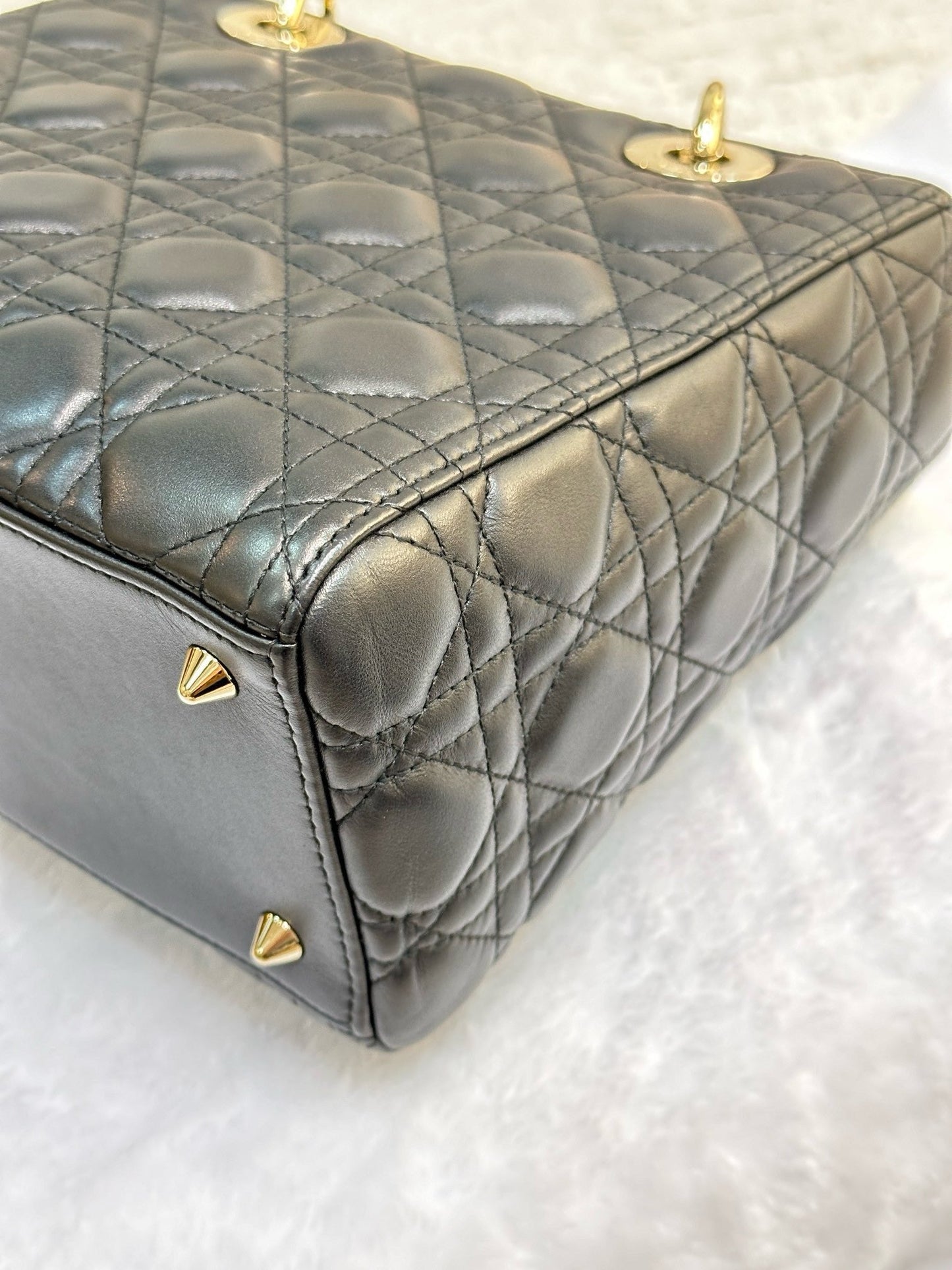 Christian Dior Lambskin Cannage Medium Lady Dior Black GHW