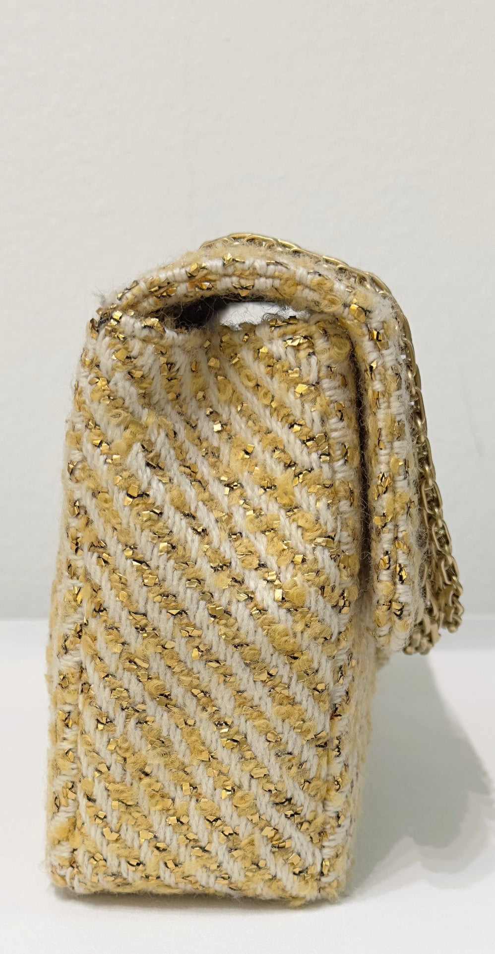 Chanel Medium Gold Tweed Single Flap Bag