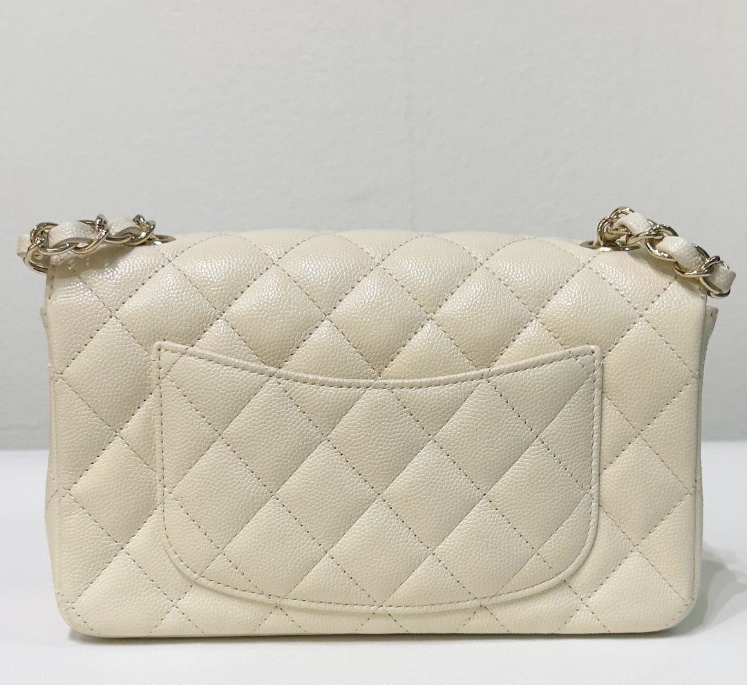Chanel Mini Rectangle Caviar Ivory 17C GHW