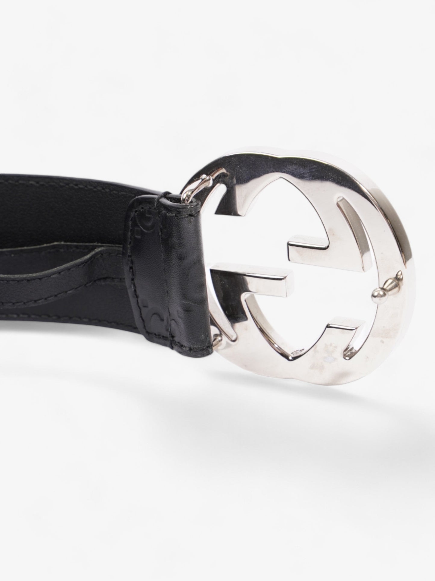 Gucci Interlocking GG Belt Black / Silver Leather 100cm / 40"