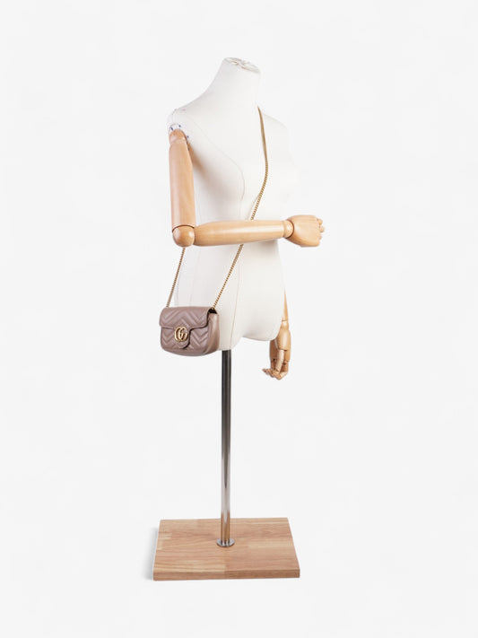 Gucci GG Marmont Rose Beige  Matelasse Leather Super Mini
