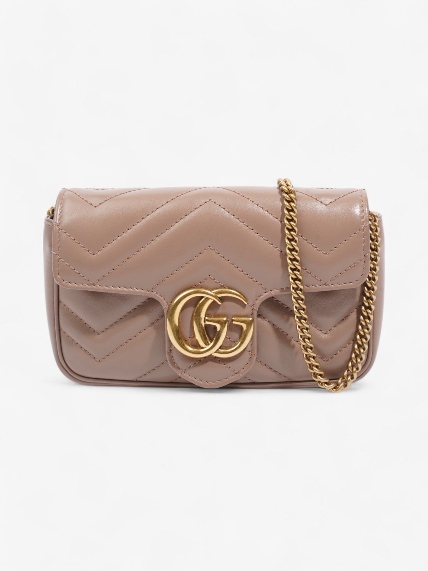 Gucci GG Marmont Rose Beige Matelasse Leather Super Mini