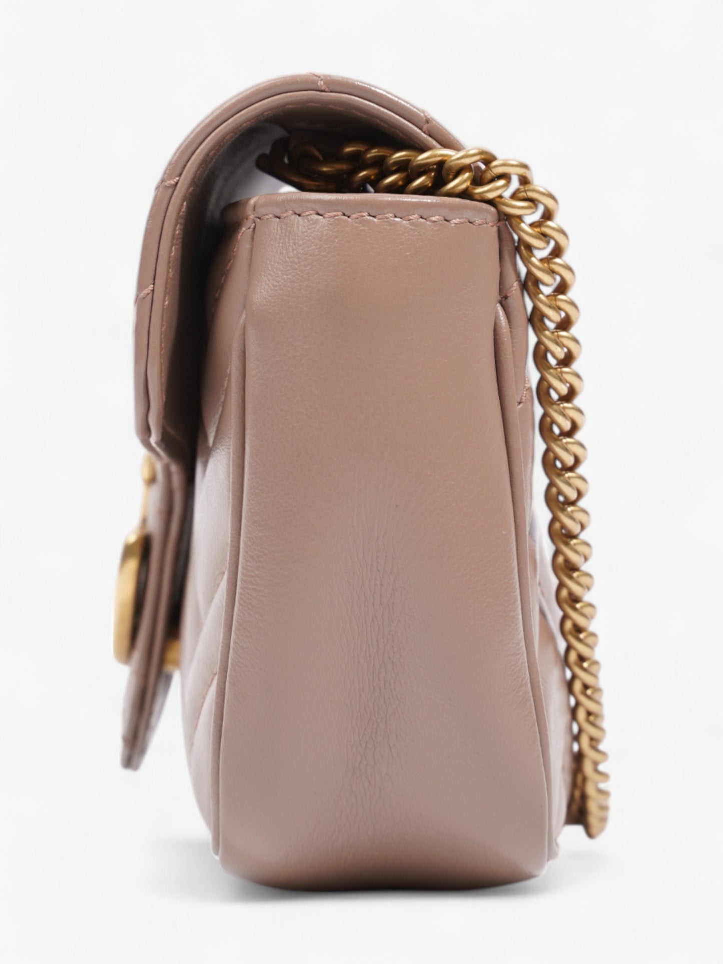 Gucci GG Marmont Rose Beige Matelasse Leather Super Mini