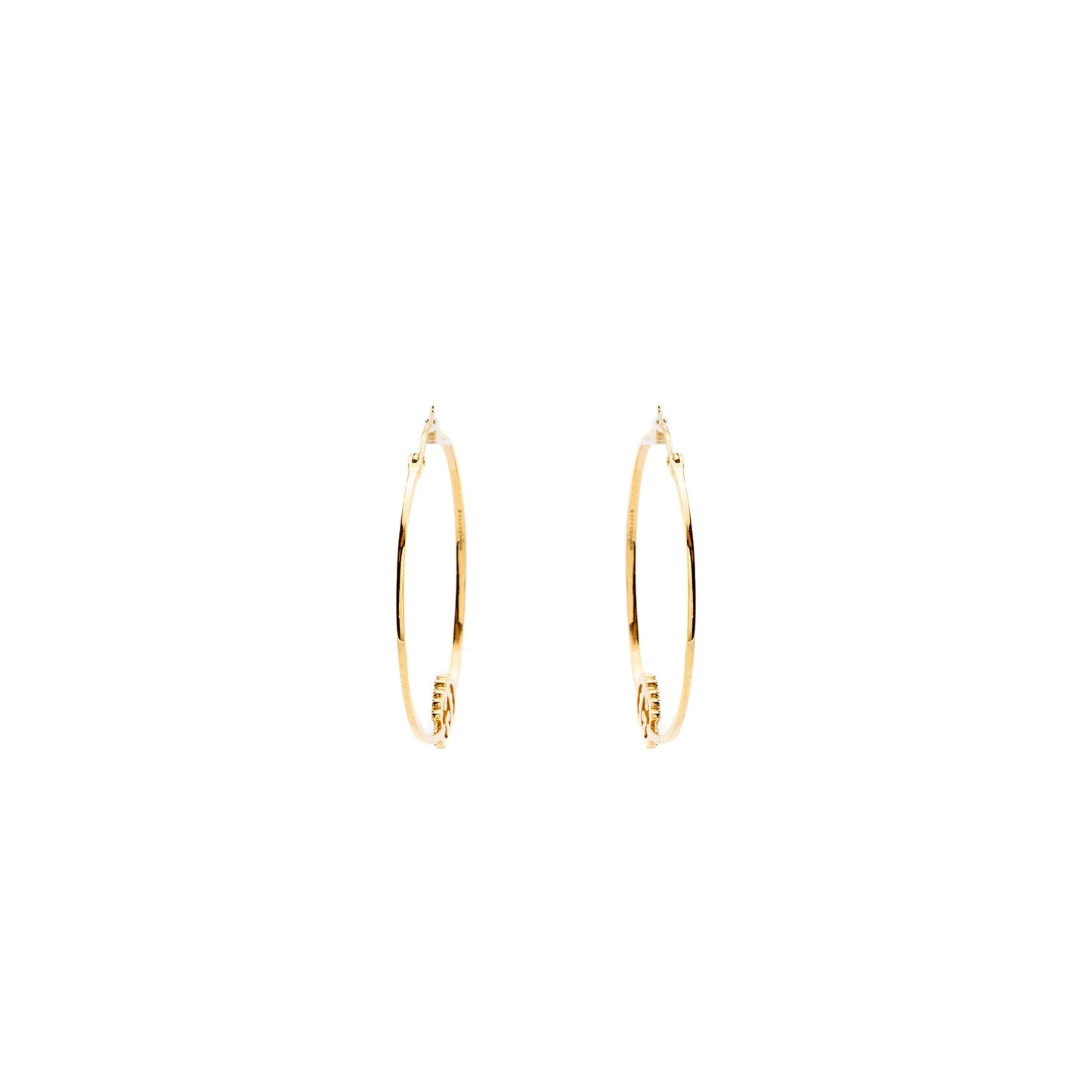 Gucci GG Logo Large Running Hoop Earrings 18K Yellow Gold/Diamonds