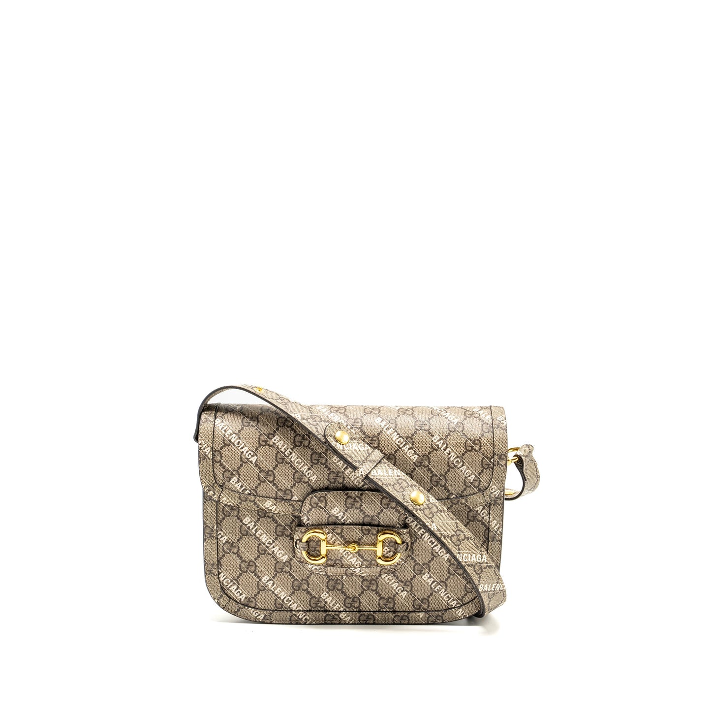 Gucci x Balenciaga Horsebit 1955 Bag GG Supreme/Balenciaga Print Canvas