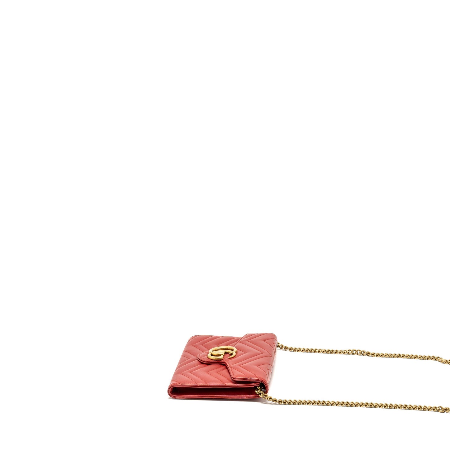 Gucci Marmont flap wallet with chain calfskin red