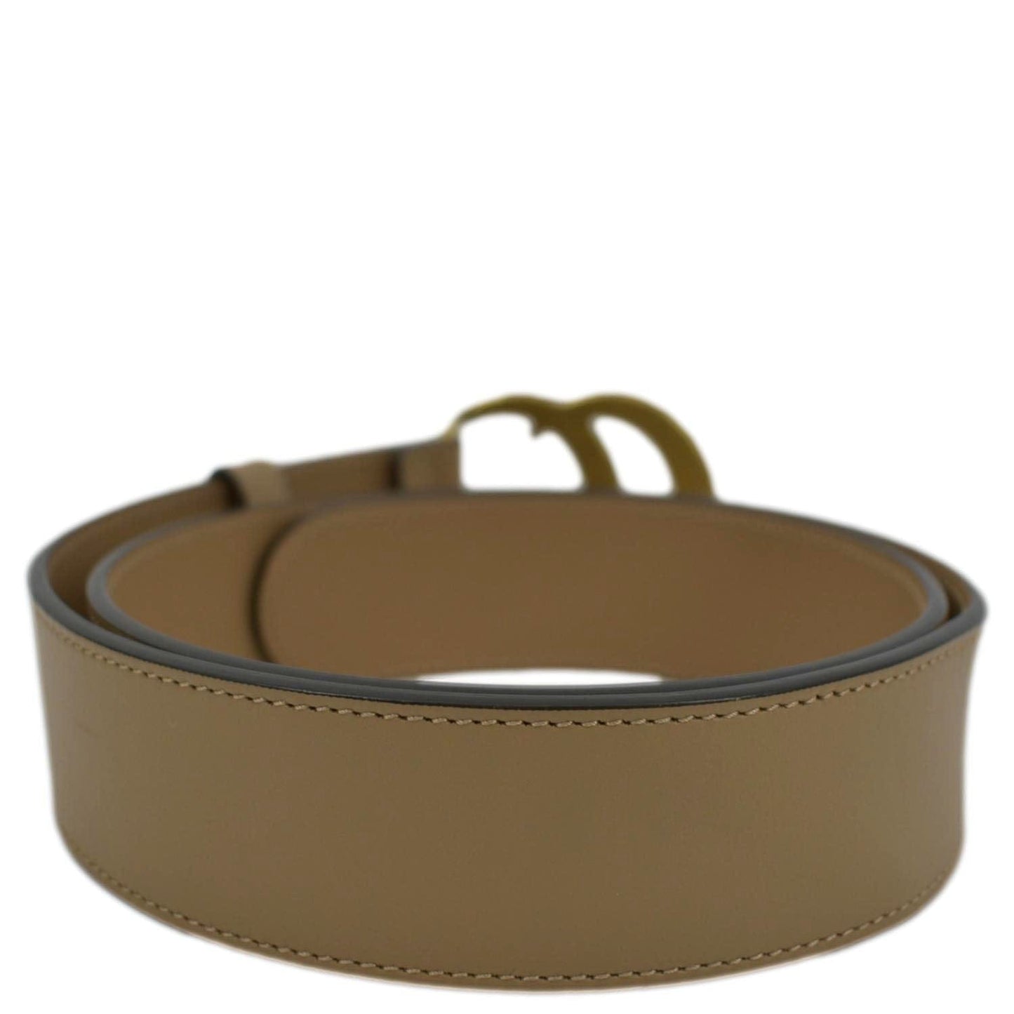 GUCCI Double G Buckle Leather Belt Size 80.32 Tan 400593