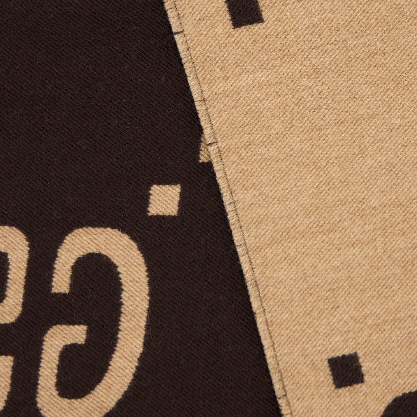 Gucci GG Jacquard Wool Silk Scarf Brown/Beige