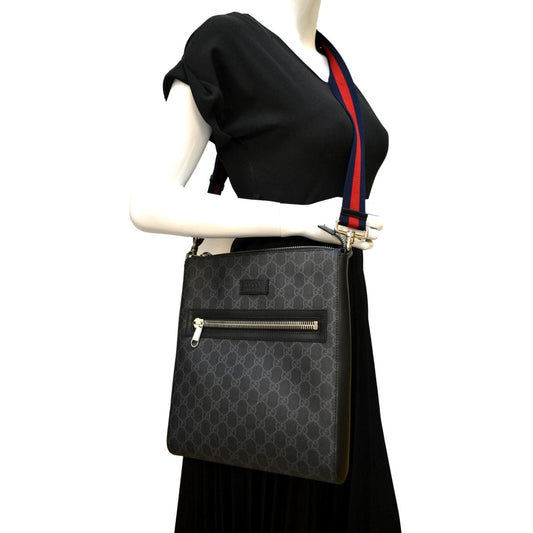 GUCCI GG Supreme Square Messenger Bag Black 474137