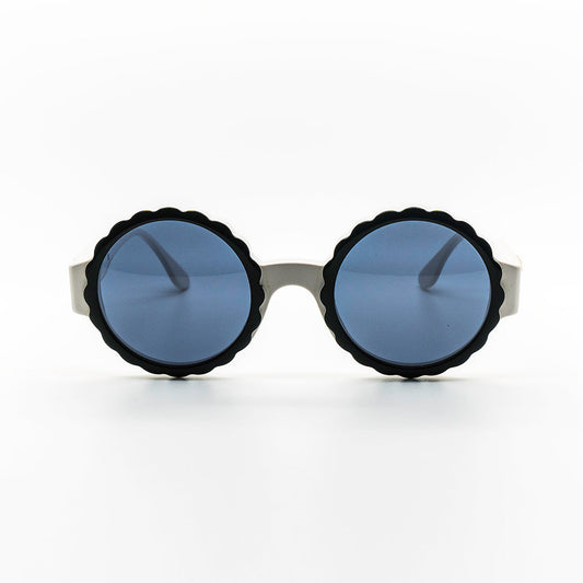 Chanel Vintage Round Flower Sunglasses White Frame
