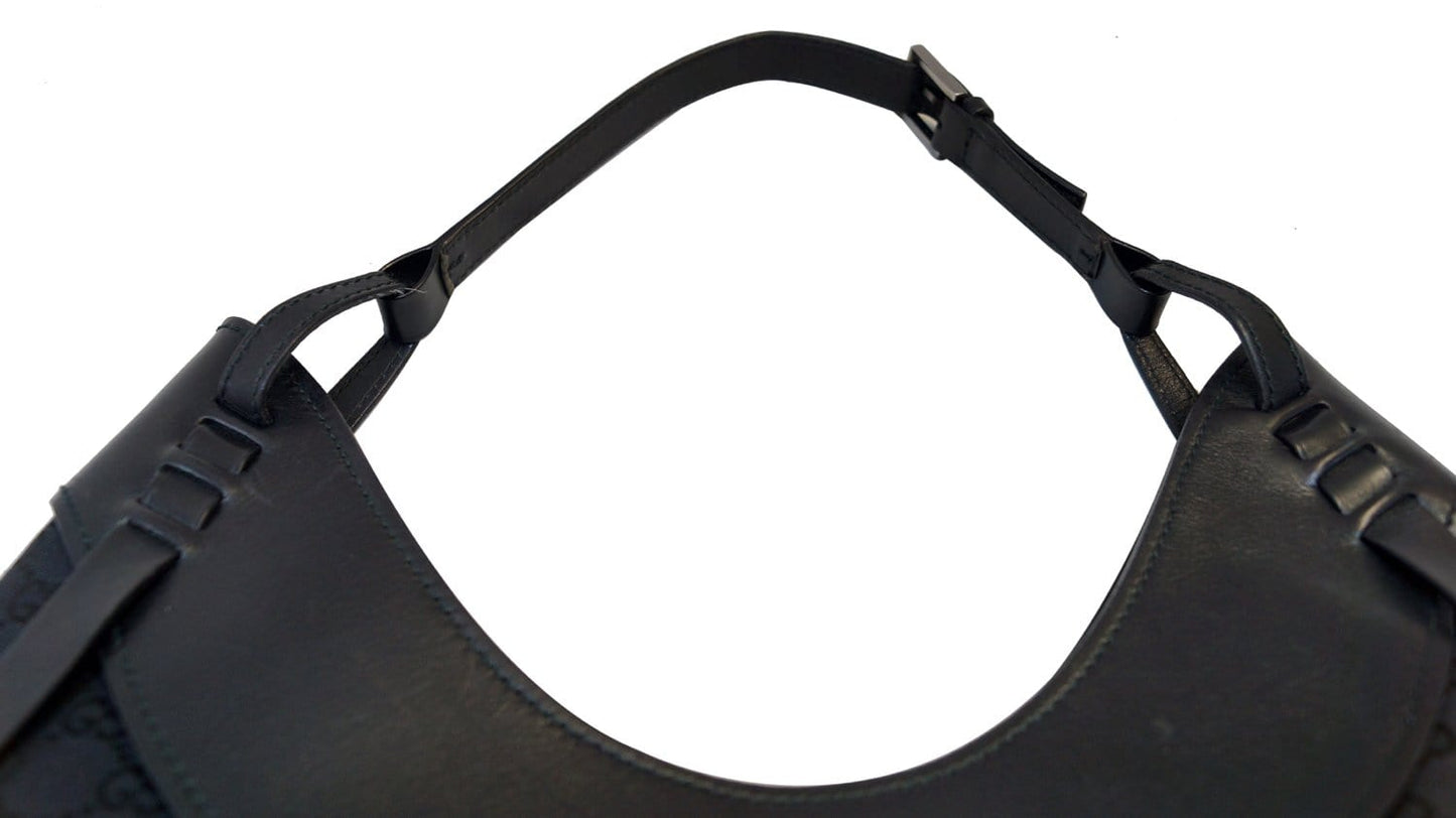 GUCCI GG Canvas Half Moon Black Hobo Bag
