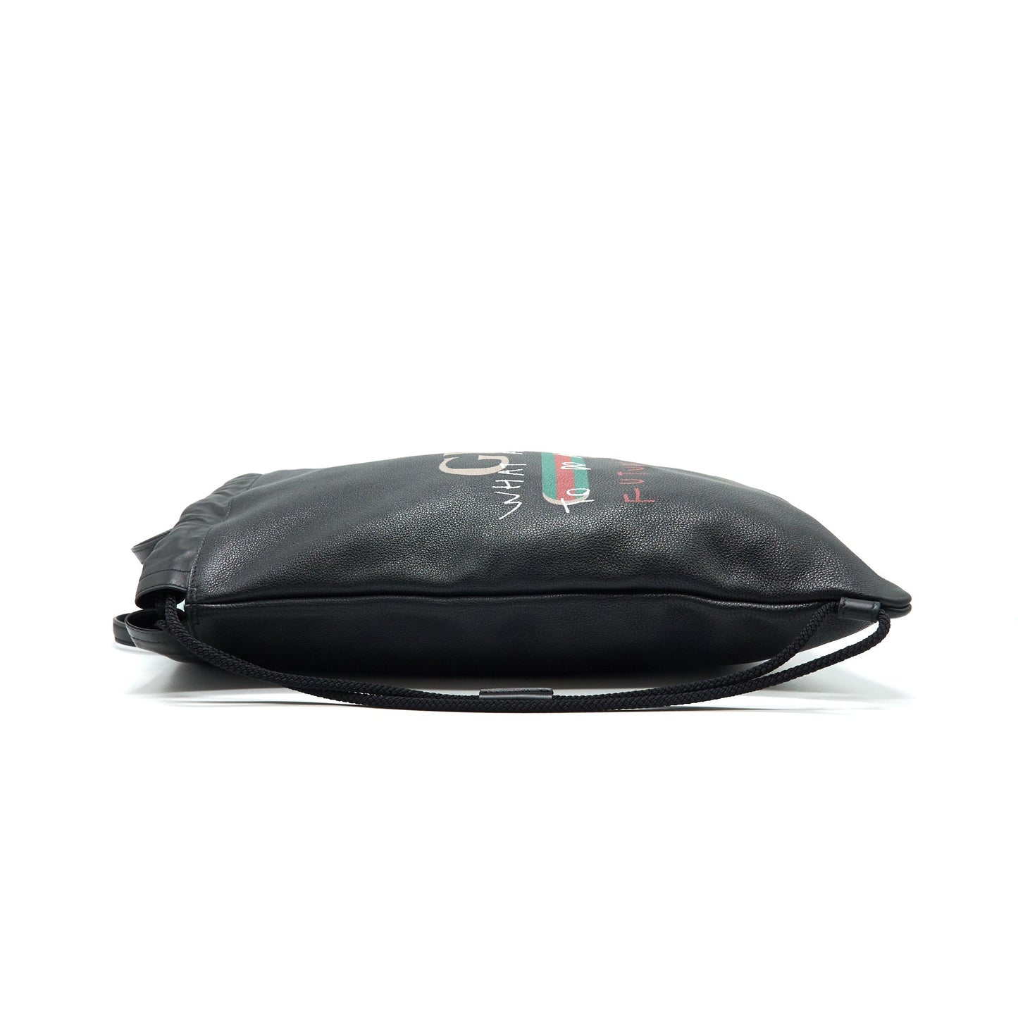 Gucci Logo Printed Drawstring Backpack Black