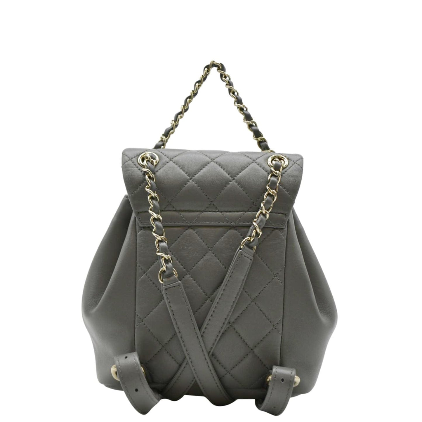 CHANEL Duma Small Quilted Leather Backpack Bag Grey