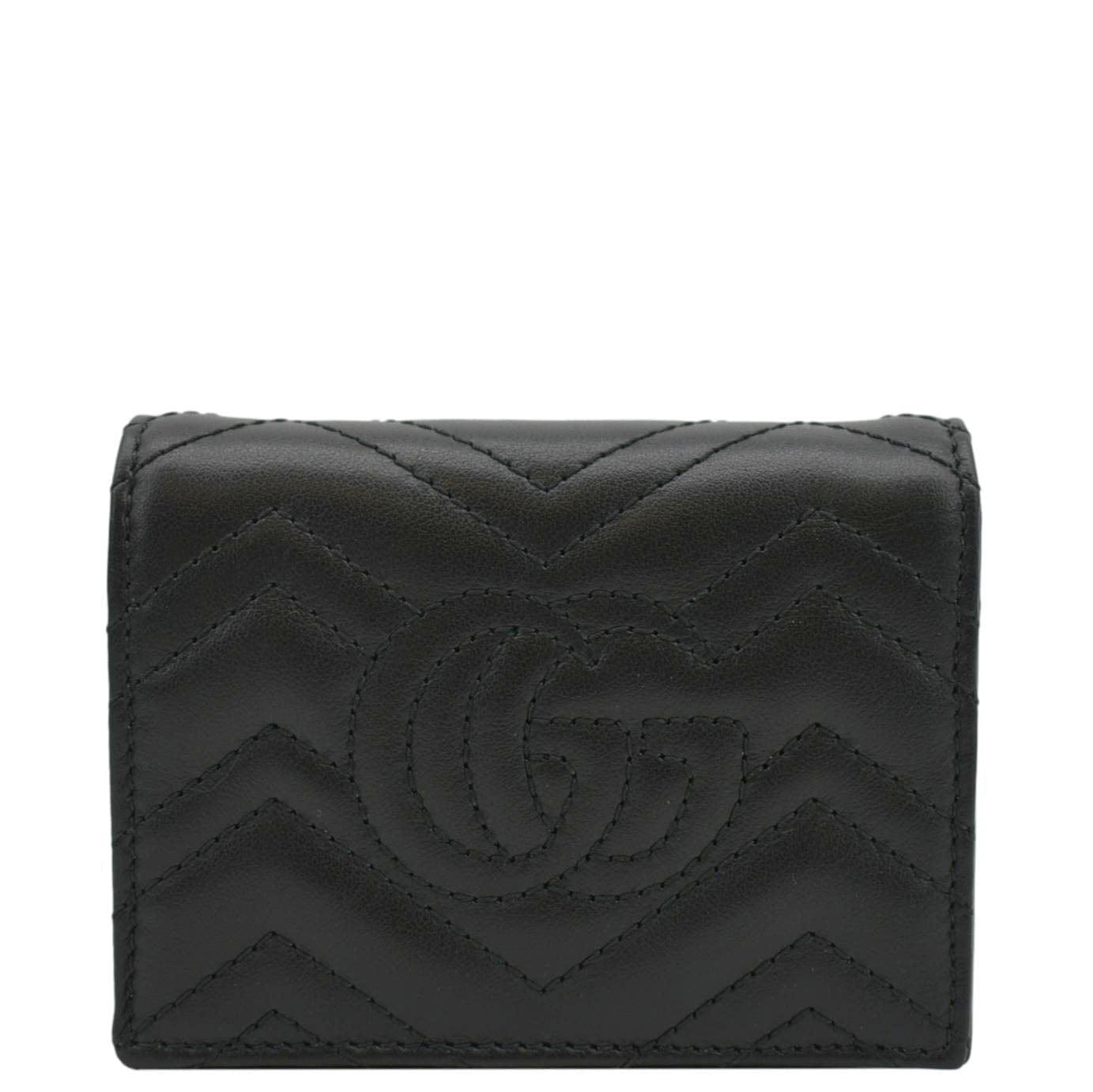 Gucci Marmont GG Matelasse Leather Card Case Wallet Black 466492