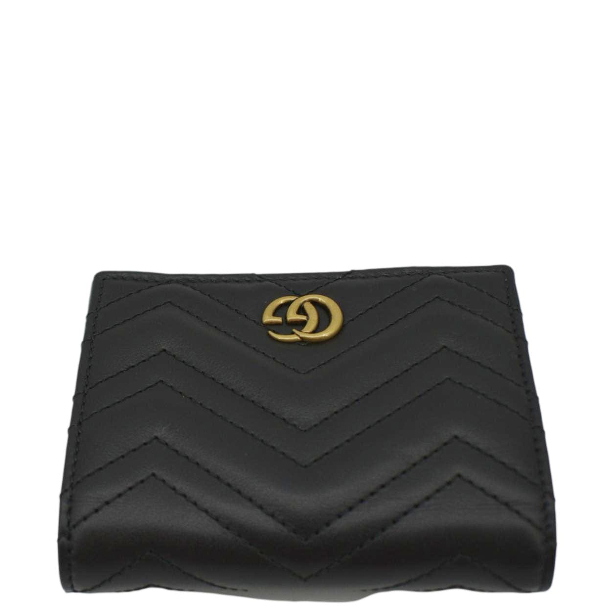 Gucci Marmont GG Matelasse Leather Card Case Wallet Black 466492