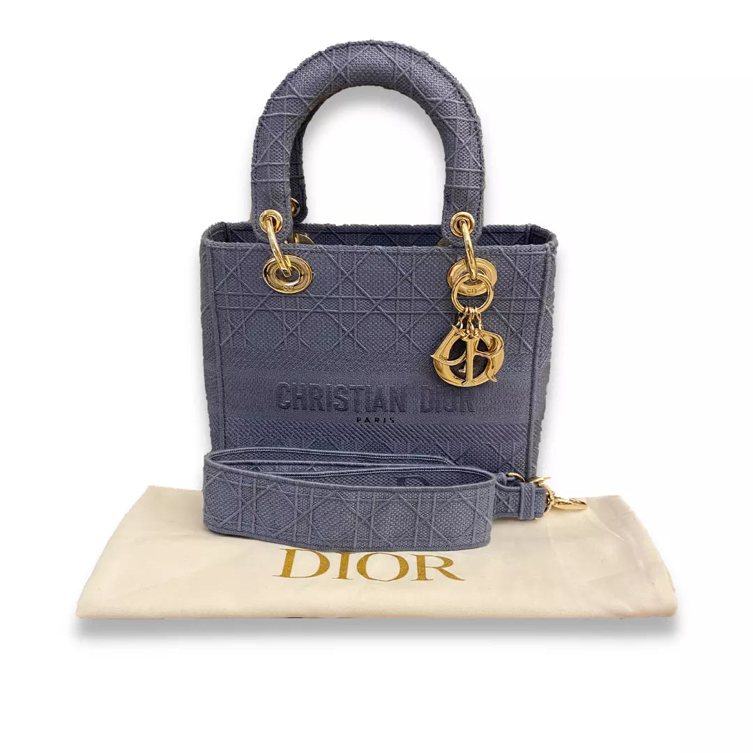 DIOR BLUE CANNAGE LADY D-LITE MEDIUM BAG