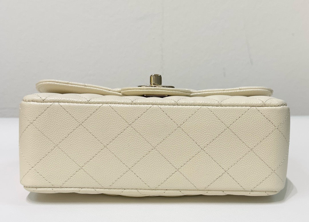 Chanel Mini Rectangle Caviar Ivory 17C GHW