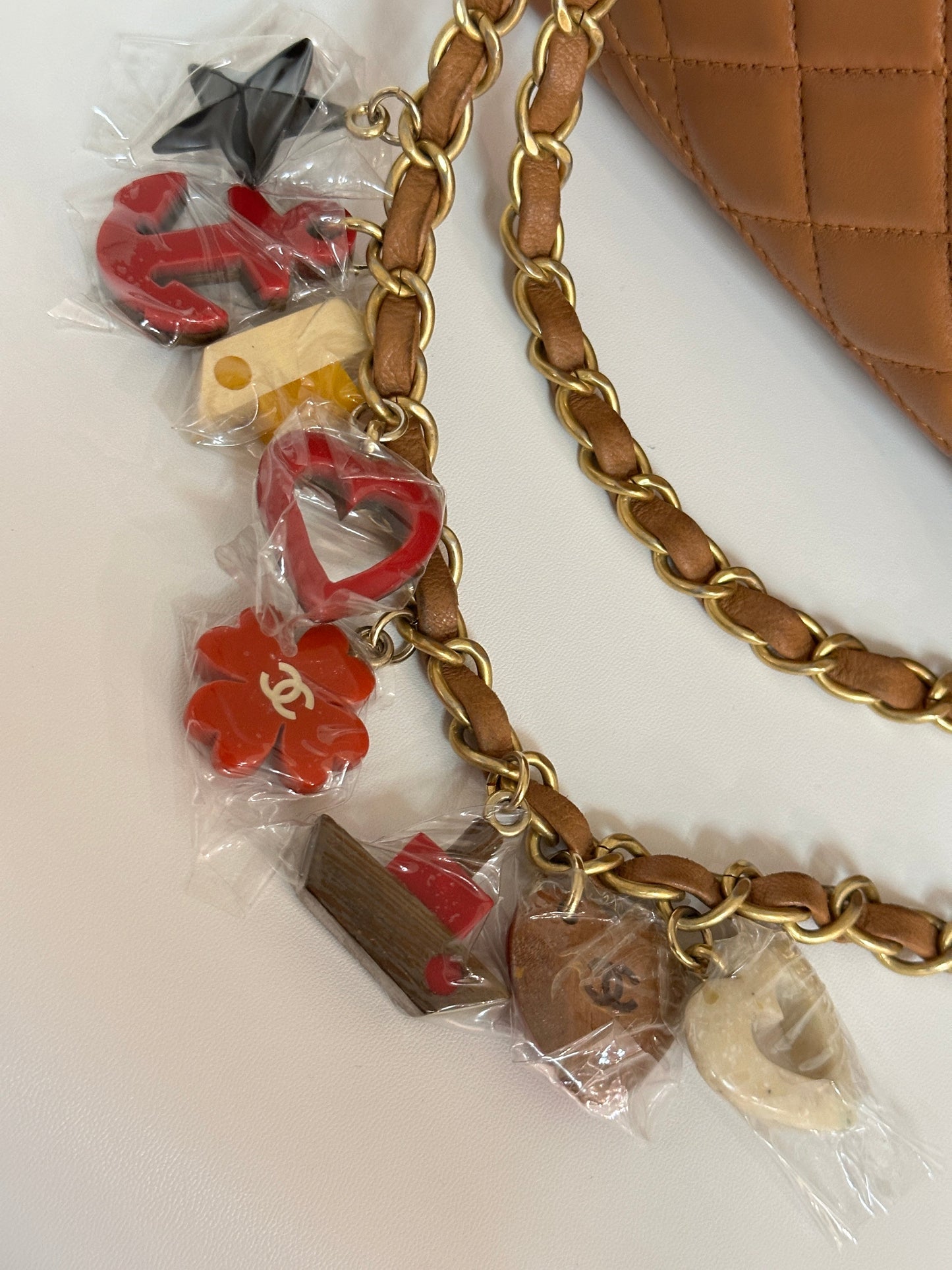 Chanel Lambskin Valentine Charms Small Flap Beige 1427 holo card