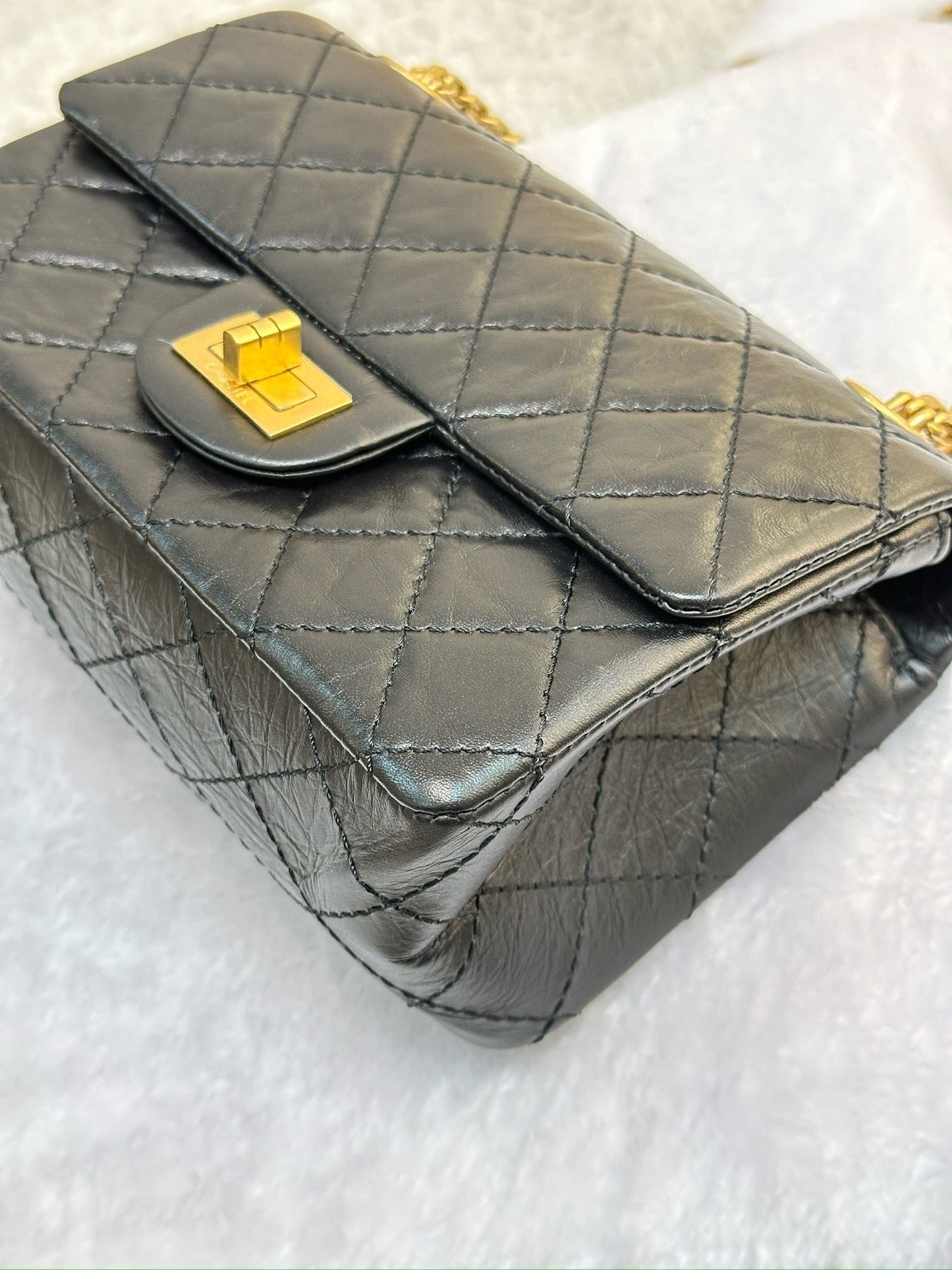 Chanel Mini Aged Calfskin Quilted 2.55 Reissue Flap Black Bag