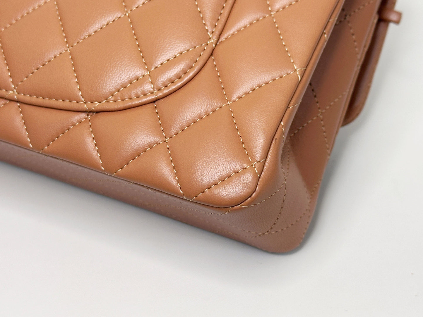 Chanel Small Lambskin Classic Double Flap Bag Dark Beige LGHW