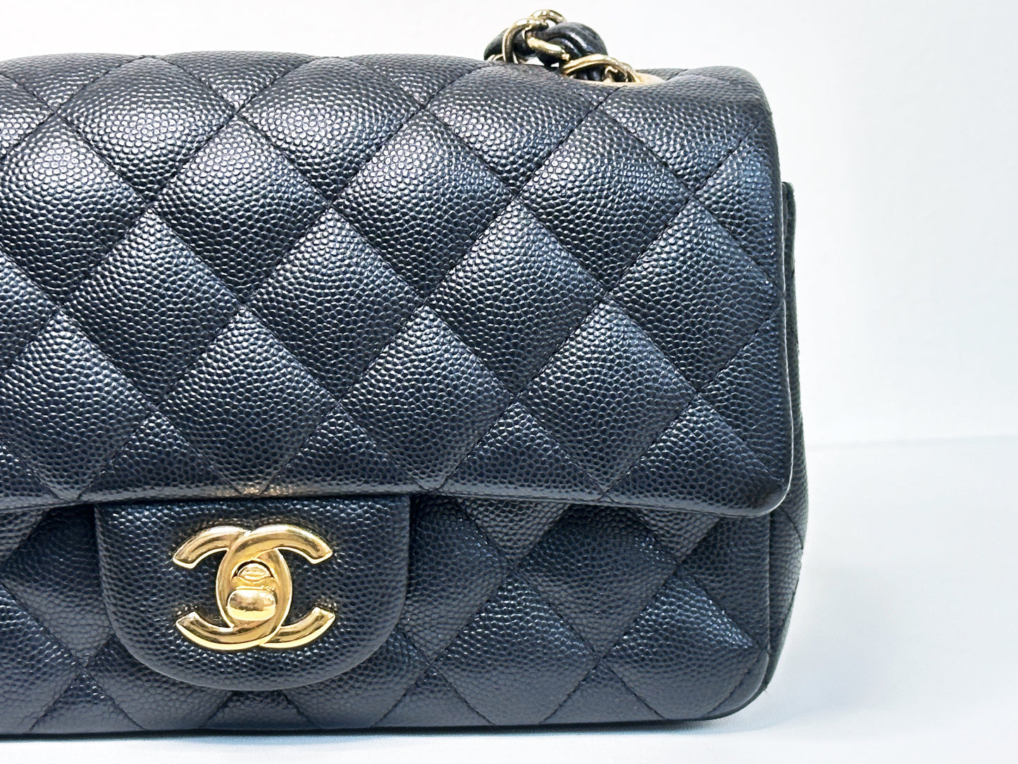 Chanel Caviar Quilted Mini Rectangular Flap black GHW 2449 holo card