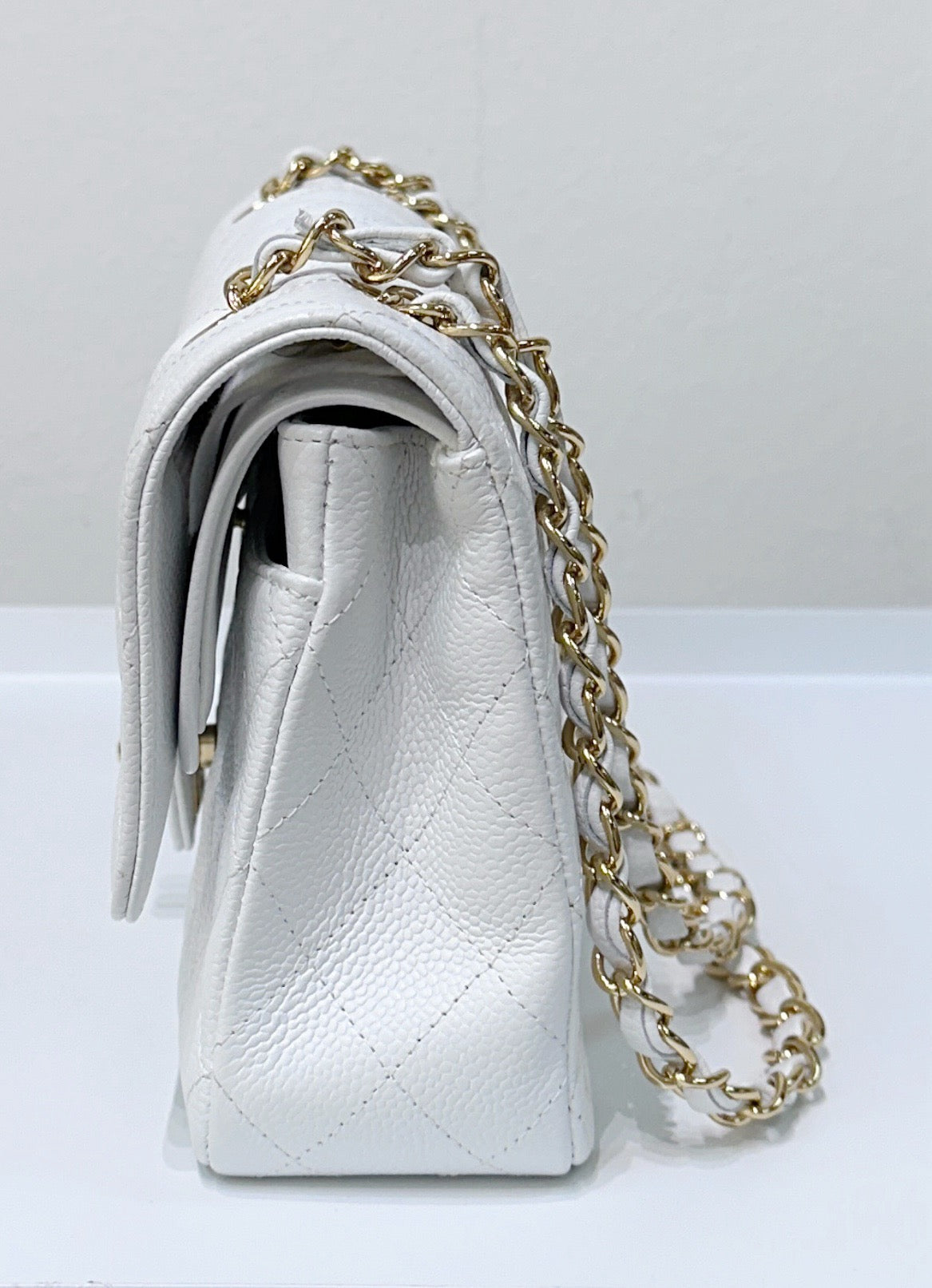 Chanel White Caviar Medium Classic 2.55 Double Flap Bag