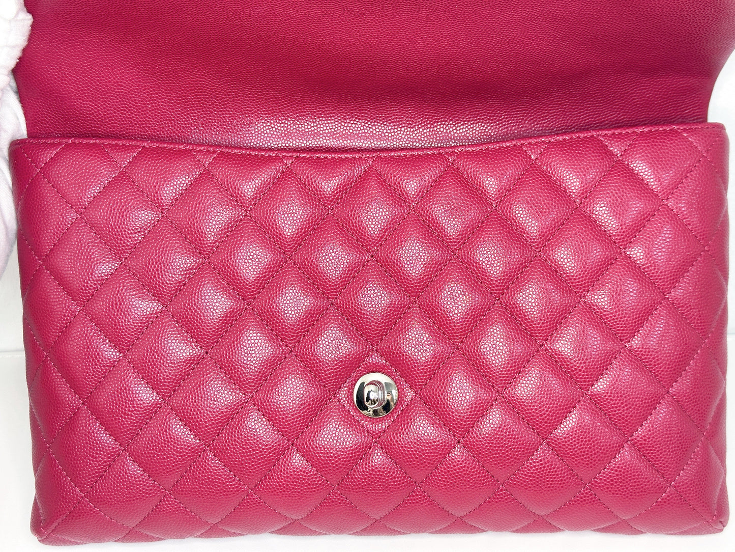 Chanel Flap Clutch Bag Red Caviar SHW 2645 holo card