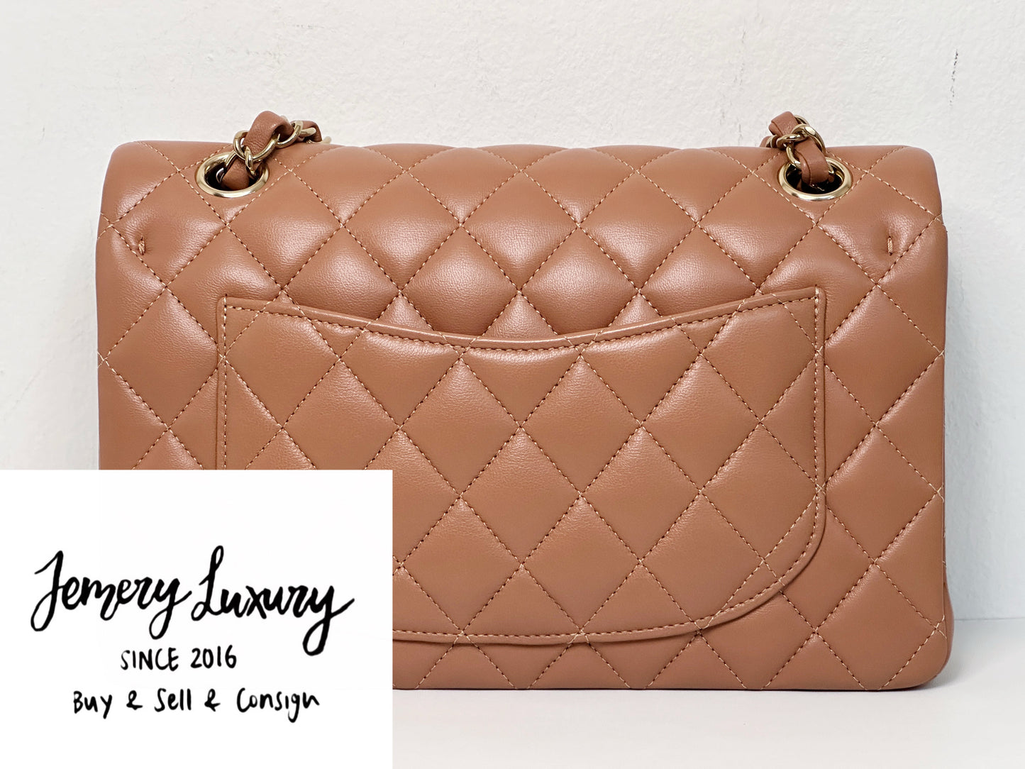 Chanel Small Lambskin Classic Double Flap Bag Dark Beige LGHW