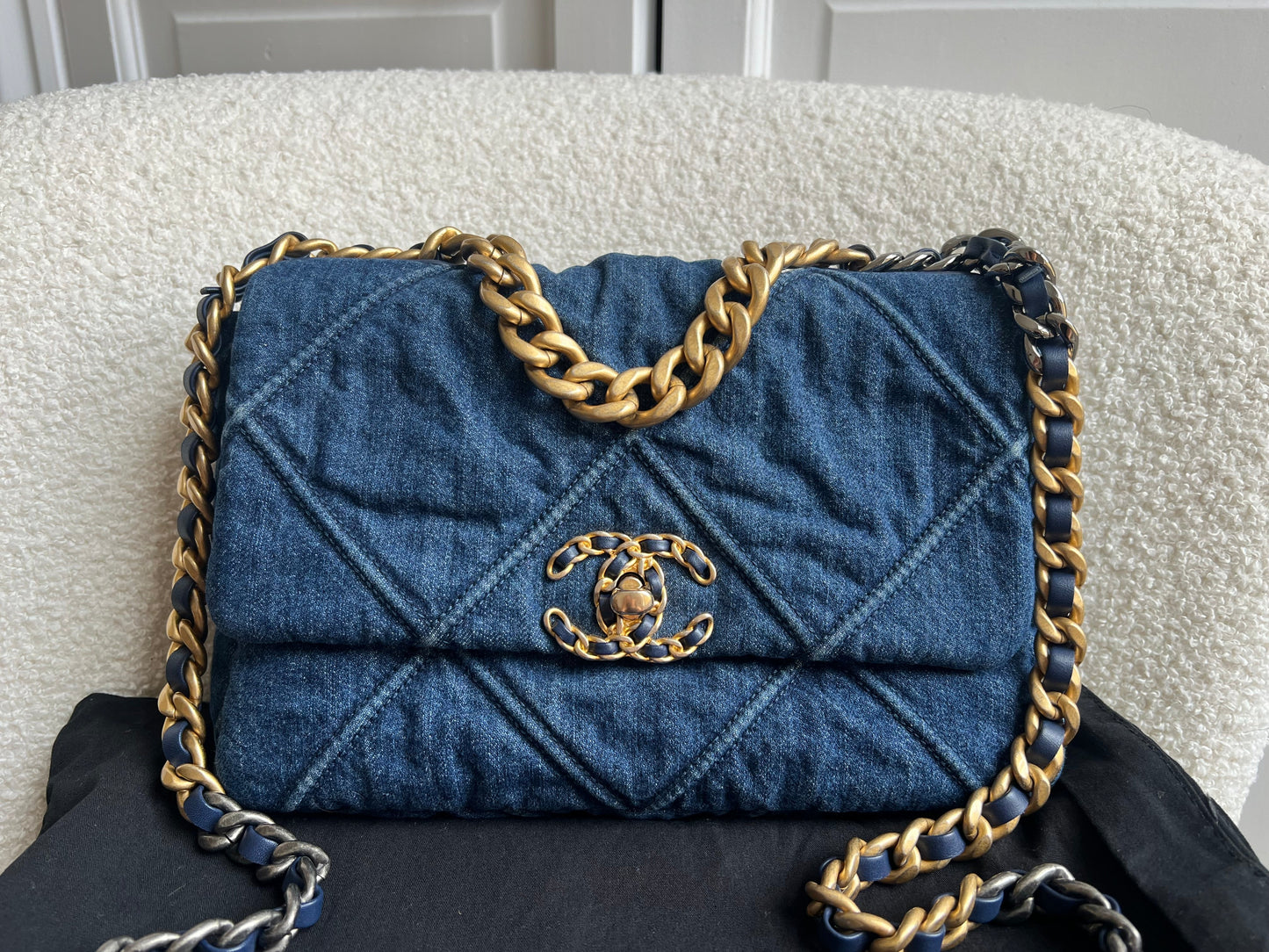 Chanel Small 19 in Blue Denim