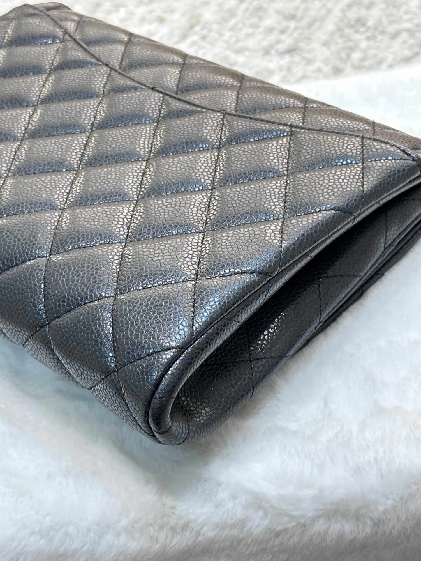 CHANEL Caviar Quilted Clutch With Chain Flap Black GHW
