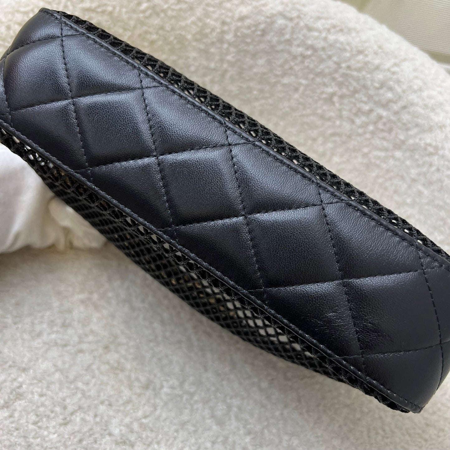 Chanel 25S Clutch on Chain in Black Mesh and LGHW