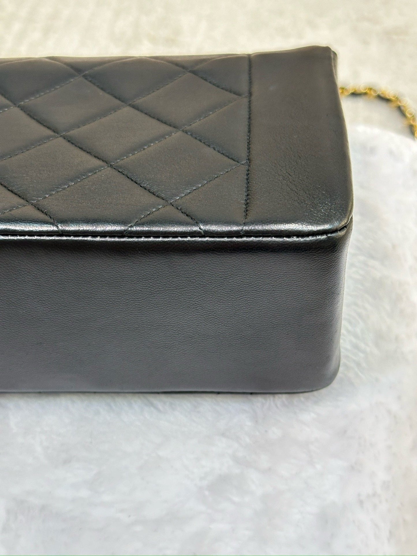 Chanel Small Vintage Diana Lambskin Should Flap Bag Black GHW 2 Holo