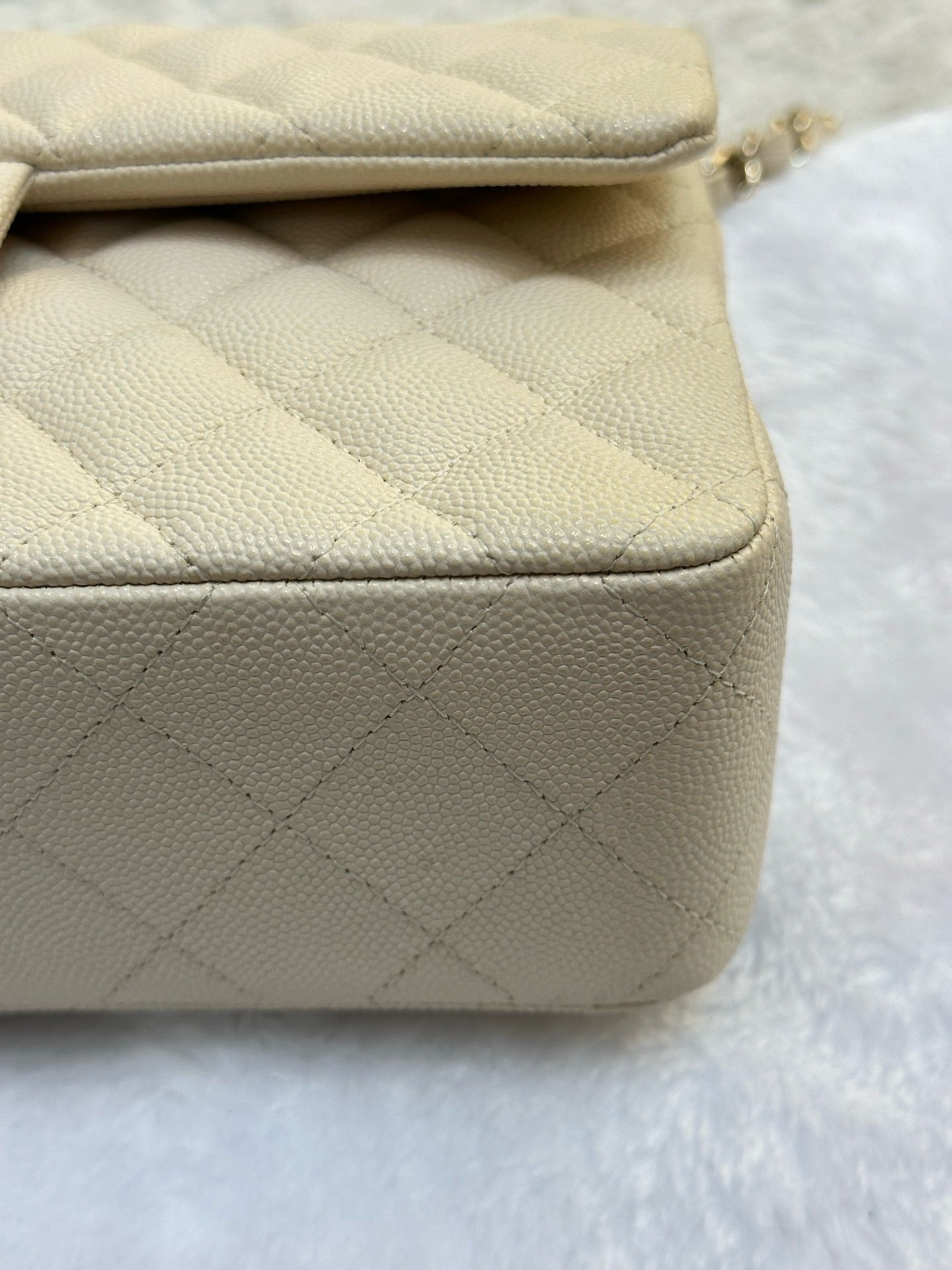 Chanel Small Classic Quilted Double Flap Ivory Light Beige 20C LGHW