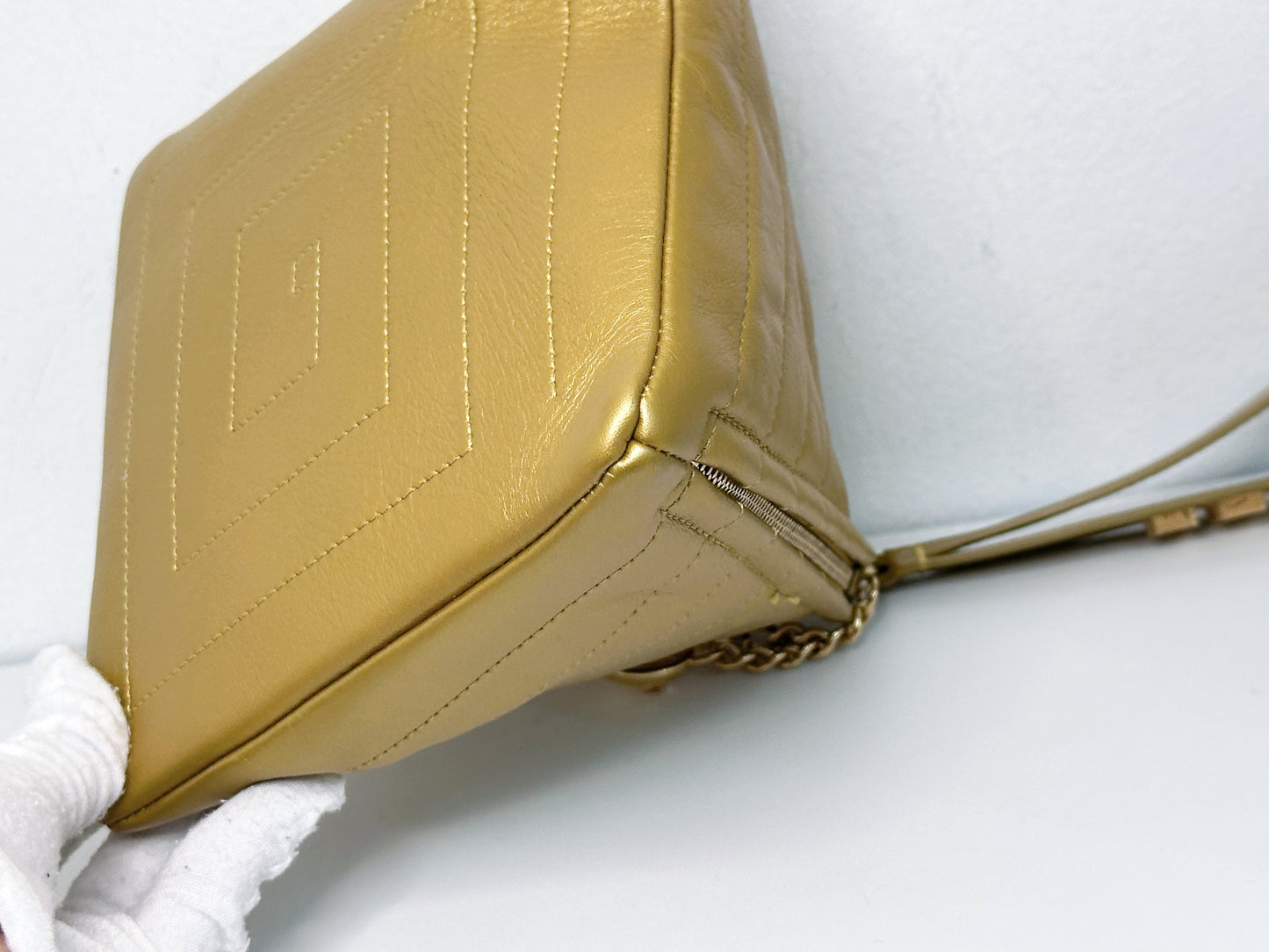 Chanel Gold Pyramid Leather Clutch Golden 2831 holo