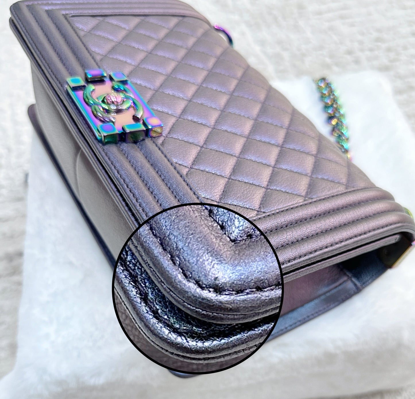 Chanel LeBoy Bag Old Medium Calfskin Purple