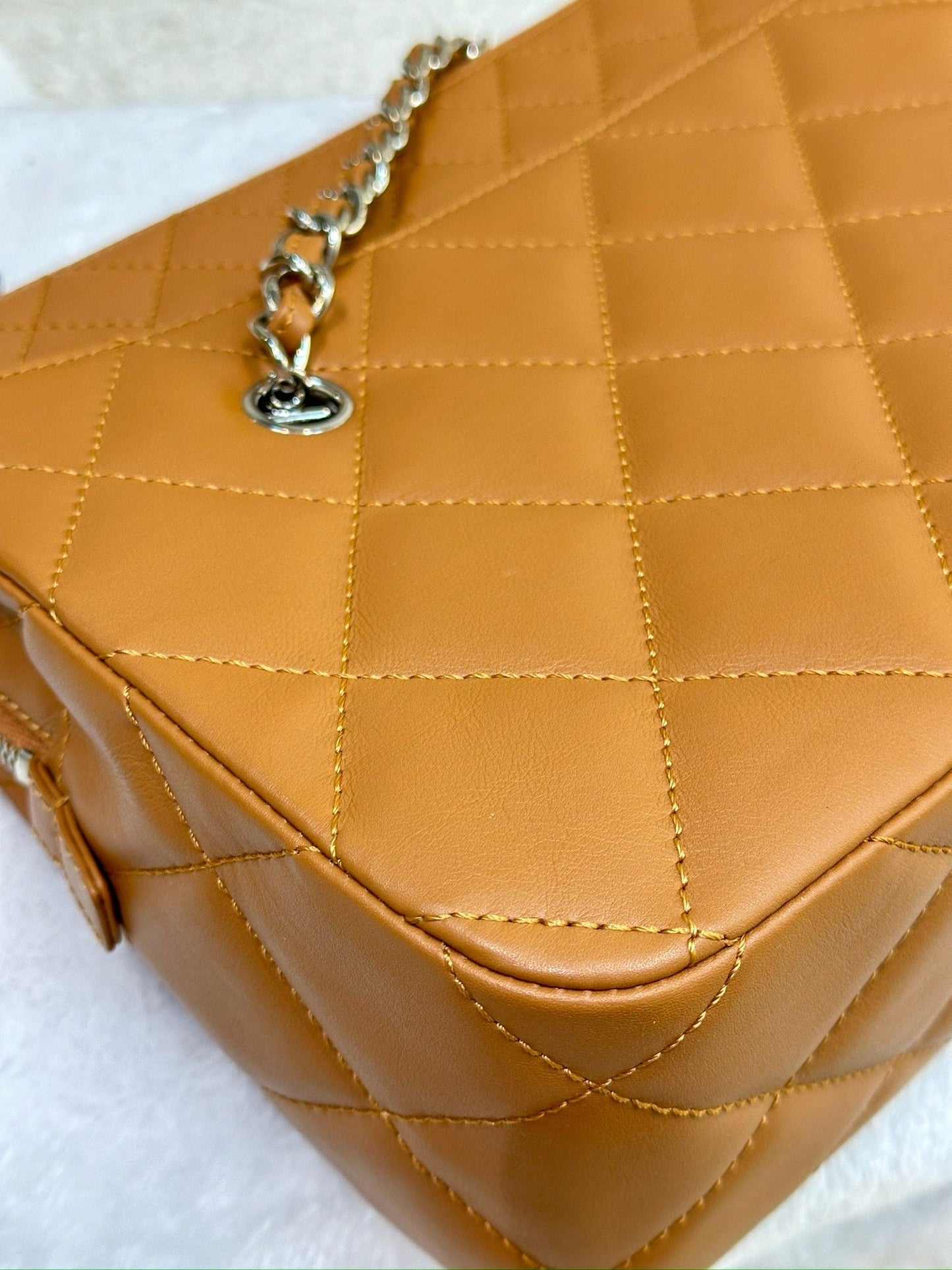 Chanel Large Quilted Leather In-The-Business Camera Bag Beige 1564 holo card
