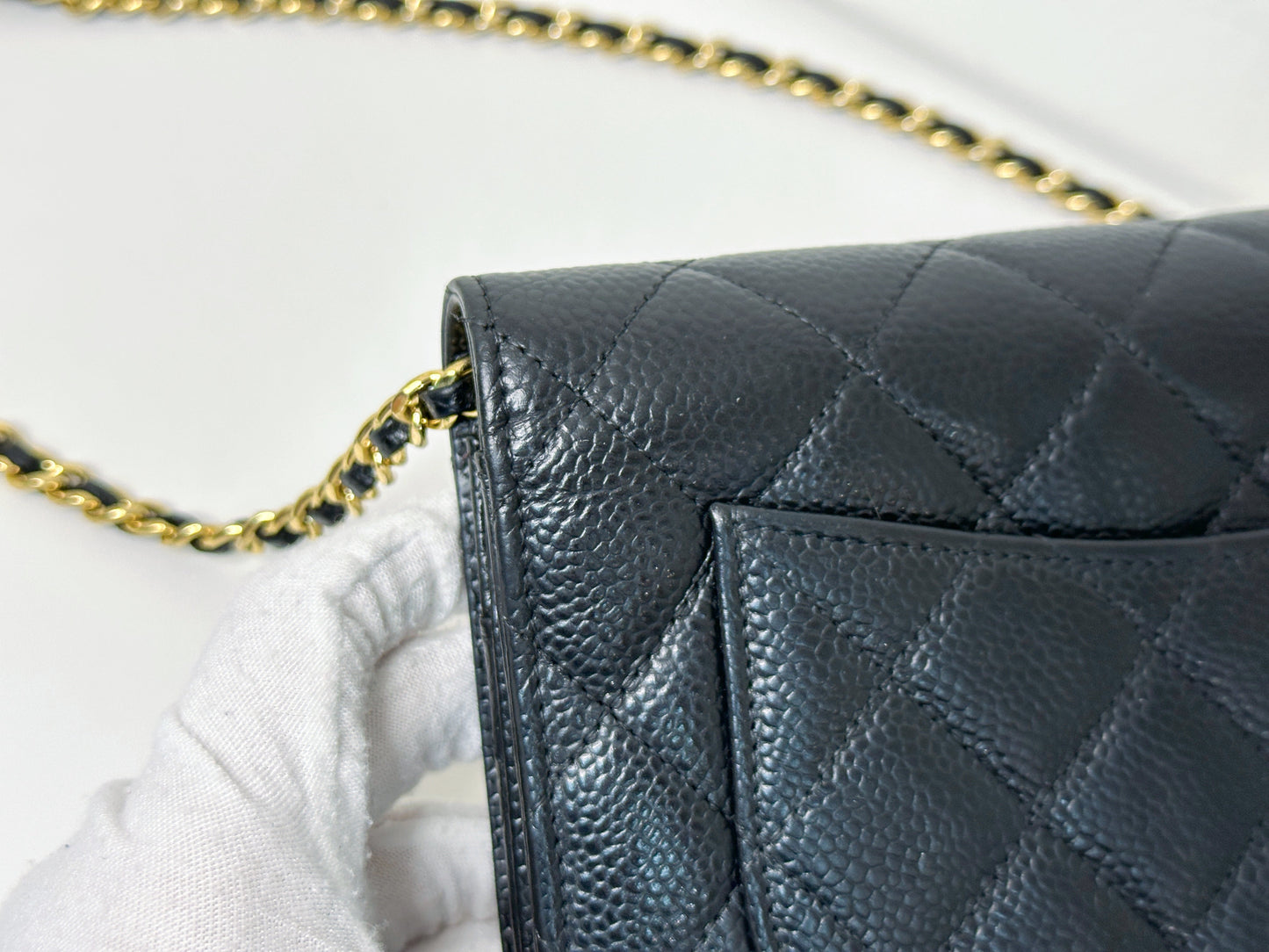 Chanel Classic Wallet on Chain Caviar Black GHW 2859 Holo card